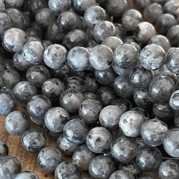 8mm Larvikite Stone Bead Strands - Black Labradorite - Picture 3 of 4